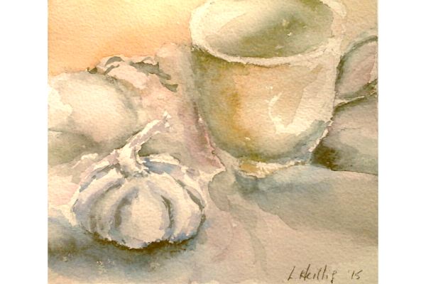 Garlic, watercolour on Arches, 7x6 in.